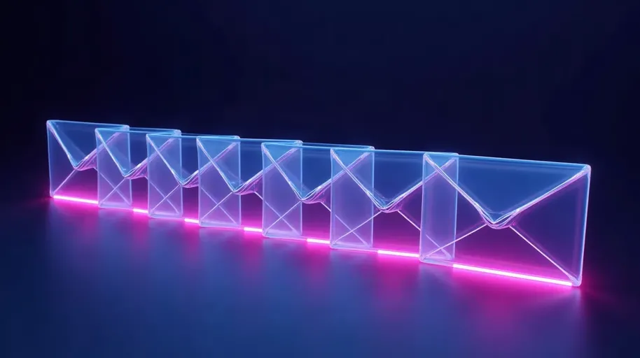 Сім конвертів, що запалюються один за одним уздовж світлової рейки — email-серія